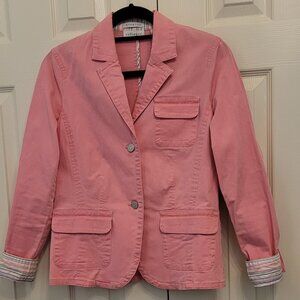 Cute Salmon Pink Villager Stretch Denim Jacket for Summer!